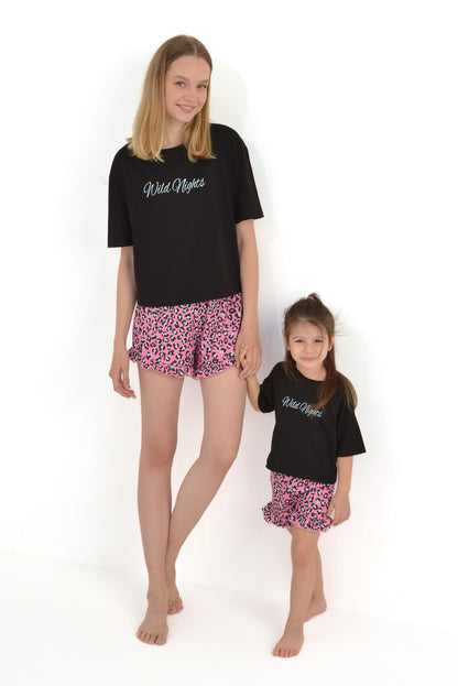 Wild Nights (Black) Anne & Çocuk Pijama Takımı