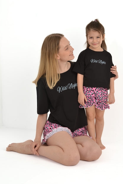 Wild Nights (Black) Anne & Çocuk Pijama Takımı