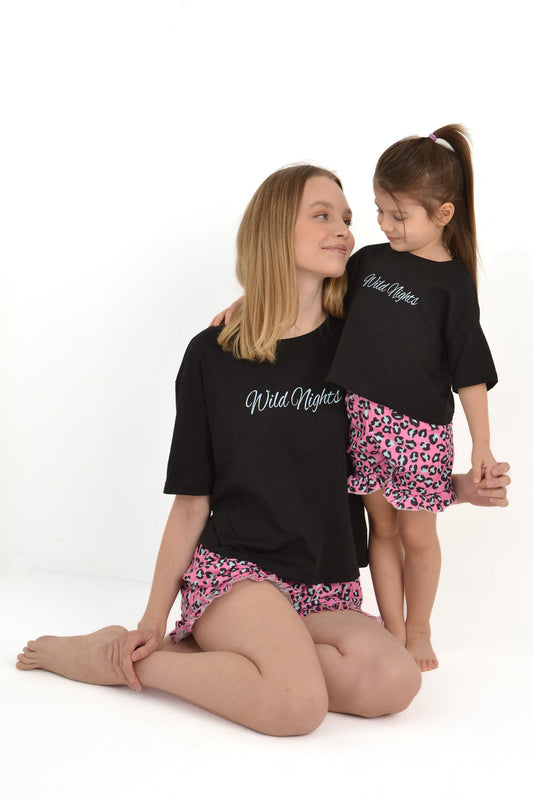 Wild Nights (Black) Anne & Çocuk Pijama Takımı